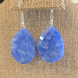 Stone Quartz Blue Teardrop Earrings